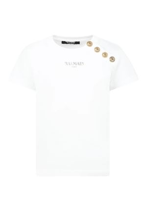 T-shirt con stampa logo BALMAIN PARIS KIDS | BW8P71Z1751100OR